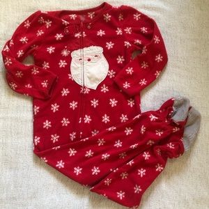 Santa clause Fleece zip up footsie pajamas